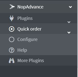 Quick order plugin menu