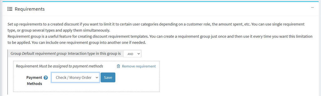 applied requirement for nopcommerce plugin discount rule on payment method